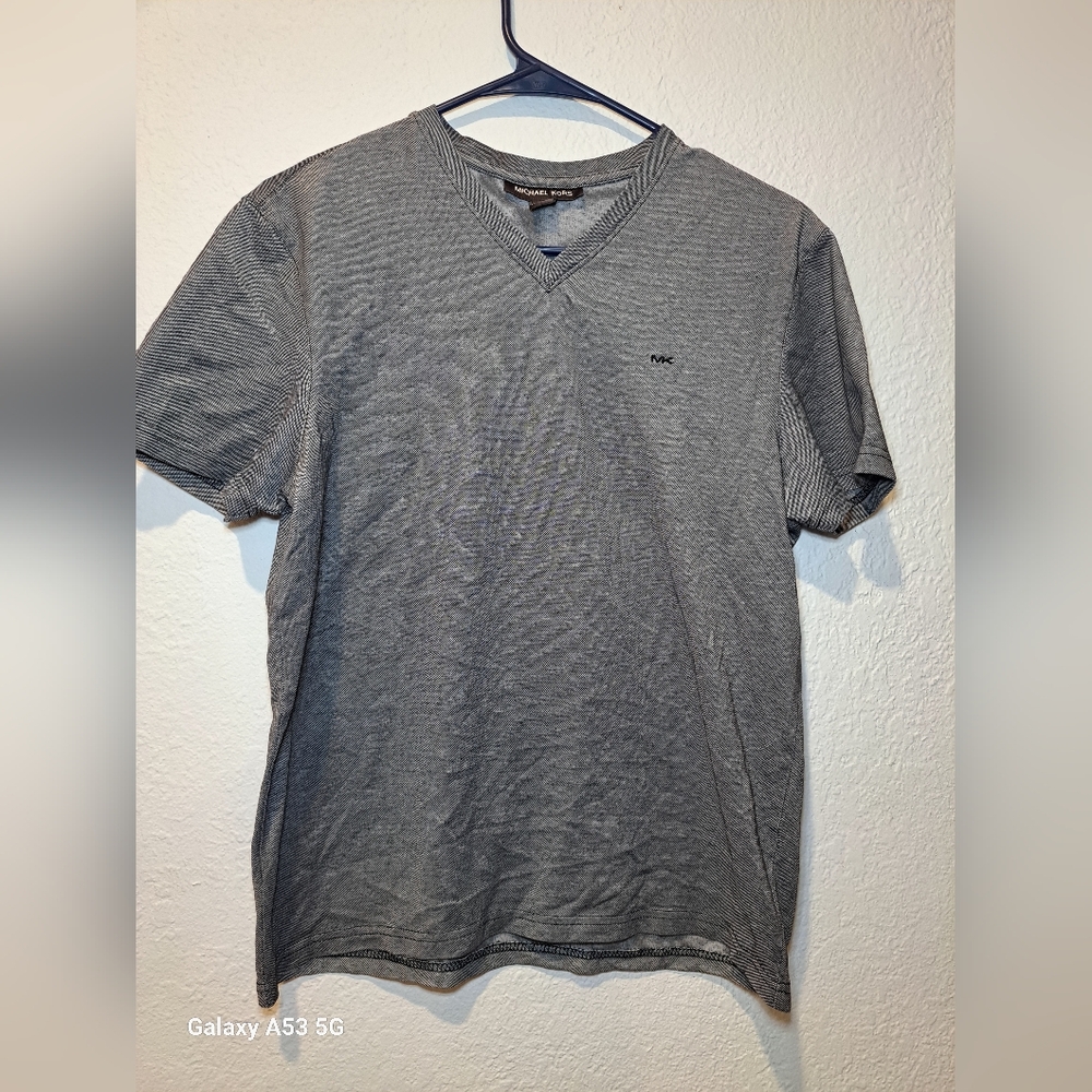Michael Kors Gray V-Neck Short Sleeve Tee